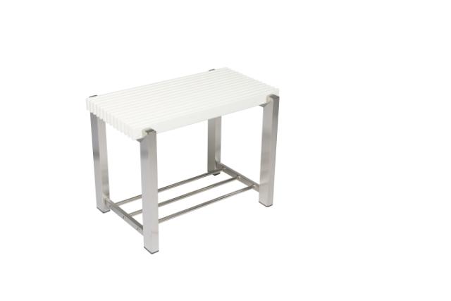 LASTEN NORLINE - 60 CM - BÆNK M/HYLDE - HVID/RUSTFRIT STÅL