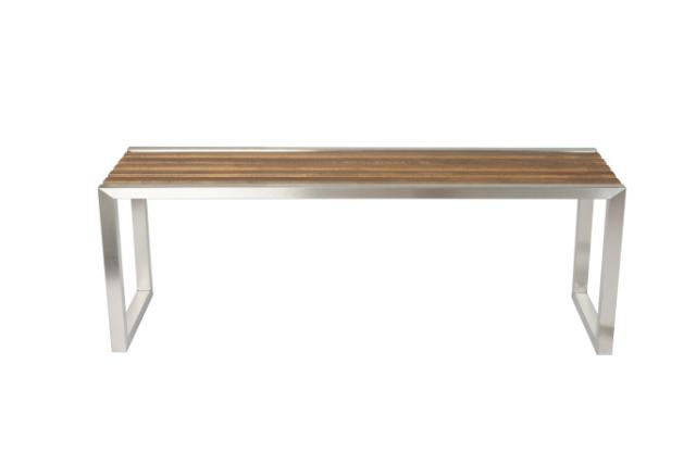 LASTEIN - 130 CM - BÆNK I RUSTFRIT STÅL - VALNØDDE TRÆ