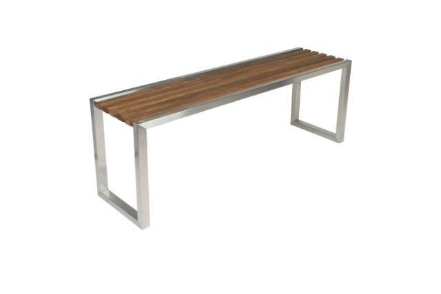 LASTEIN - 130 CM - BÆNK I RUSTFRIT STÅL - VALNØDDE TRÆ