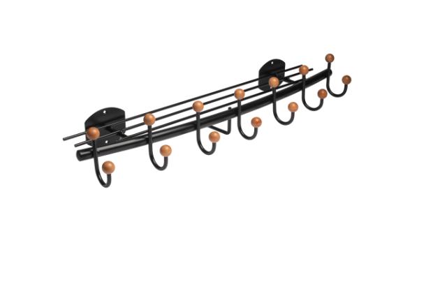 LASTEN SIR JAMES 5 KNAGERÆKKE M/HYLDE & BØJLESTANG - SORT/NØD