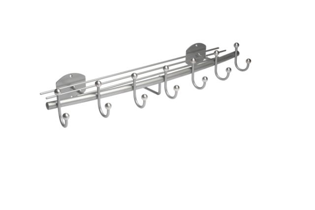 LASTEN SIR JAMES 5 KNAGERÆKKE M/HYLDE & BØJLESTANG - ALU/ALU