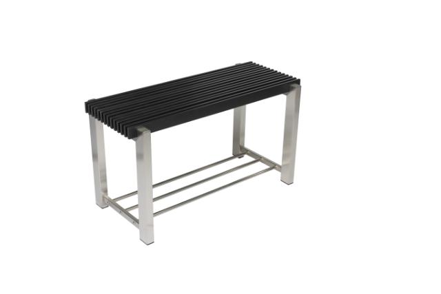 LASTEN NORLINE - 80 CM - BÆNK M/HYLDE - SORT/RUSTFRIT STÅL