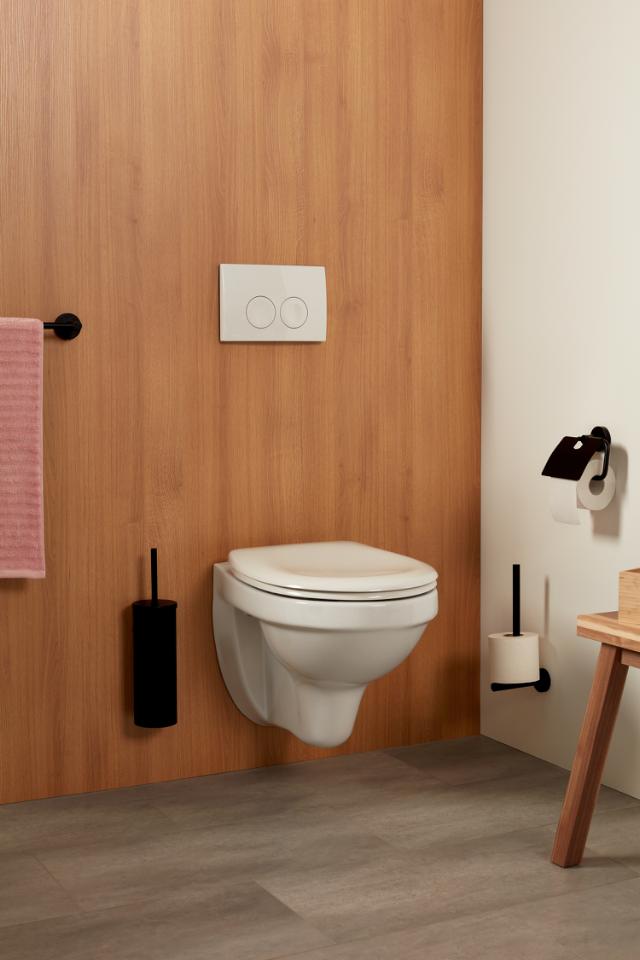 HACEKA KOSMOS MAT BLACK TOILETRULLEHOLDER M/COVER