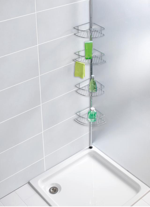 WENKO DOLCEDO TELESKOP HJØRNEHYLDE - RUSTFRI STÅL