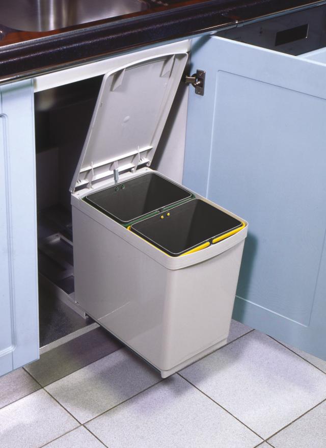 MILLEX AFFALDSSYSTEM - 2 X 7,5 L SPANDE - GRÅ