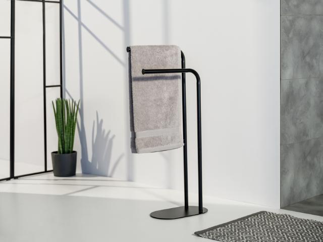 WENKO LEVANTE DOBBELT HÅNDKLÆDEHOLDER - SORT