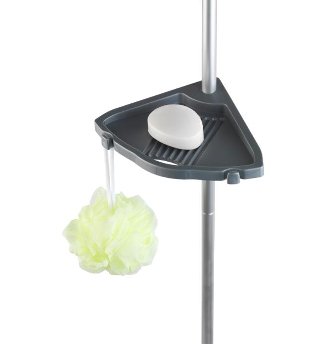 WENKO 4 HJØRNEHYLDER PÅ ALUSTANG - SØLV