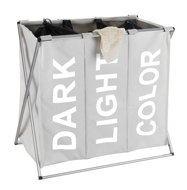 WENKO TRIO VASKETØJSKURV M/ 3 RUM - ALU/BEIGE