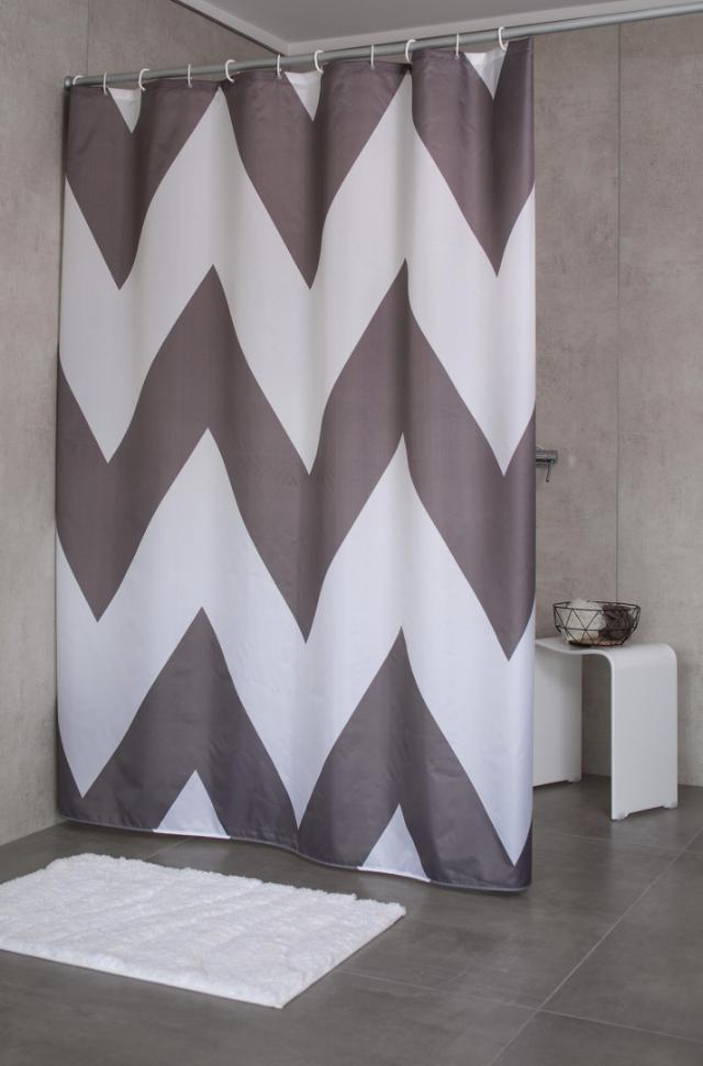 RIDDER BRUSEFORHÆNG TEKSTIL - 180 X 200 CM - GRÅ/HVID