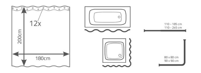 RIDDER BRUSEFORHÆNG TEKSTIL - 180 X 200 CM - SORT