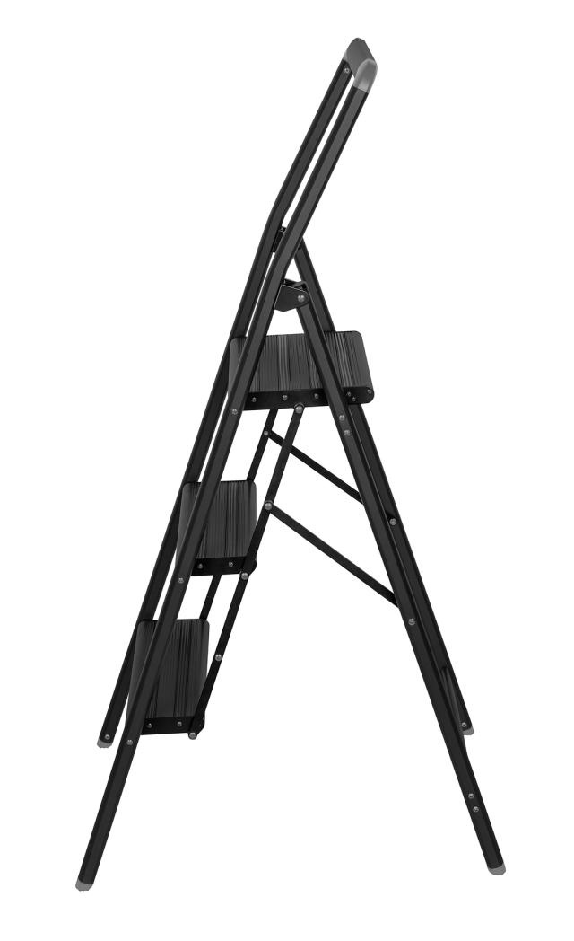 WENKO ALU-DESIGN STIGE M/3 TRIN - MAT SORT. MAX 150 KG.