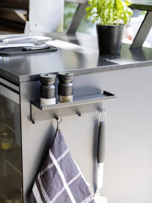 *WENKO OUTDOOR - MAGNETISK KNAGERÆKKE M/4 KNAGER+HYLDE, SORT*