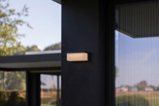 *LUTEC SOLAR ZELNA VÆG LAMPE 220V - MØRKEGRÅ - PLASTIK