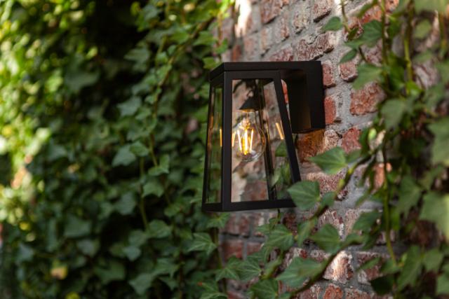 *LUTEC SOLAR FIA VÆGLAMPE M/SENSOR - MAT SORT