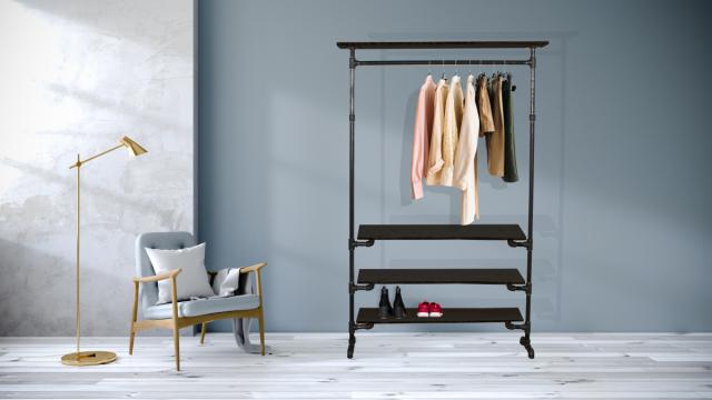 SIMPLE RACKS COPENHAGEN FRITSTÅENDE TØJSYSTEM - 4 HYLDER - 120 CM